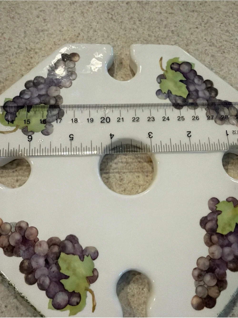 Ceramic Wine Bottle Collar with Purple Grape Motif